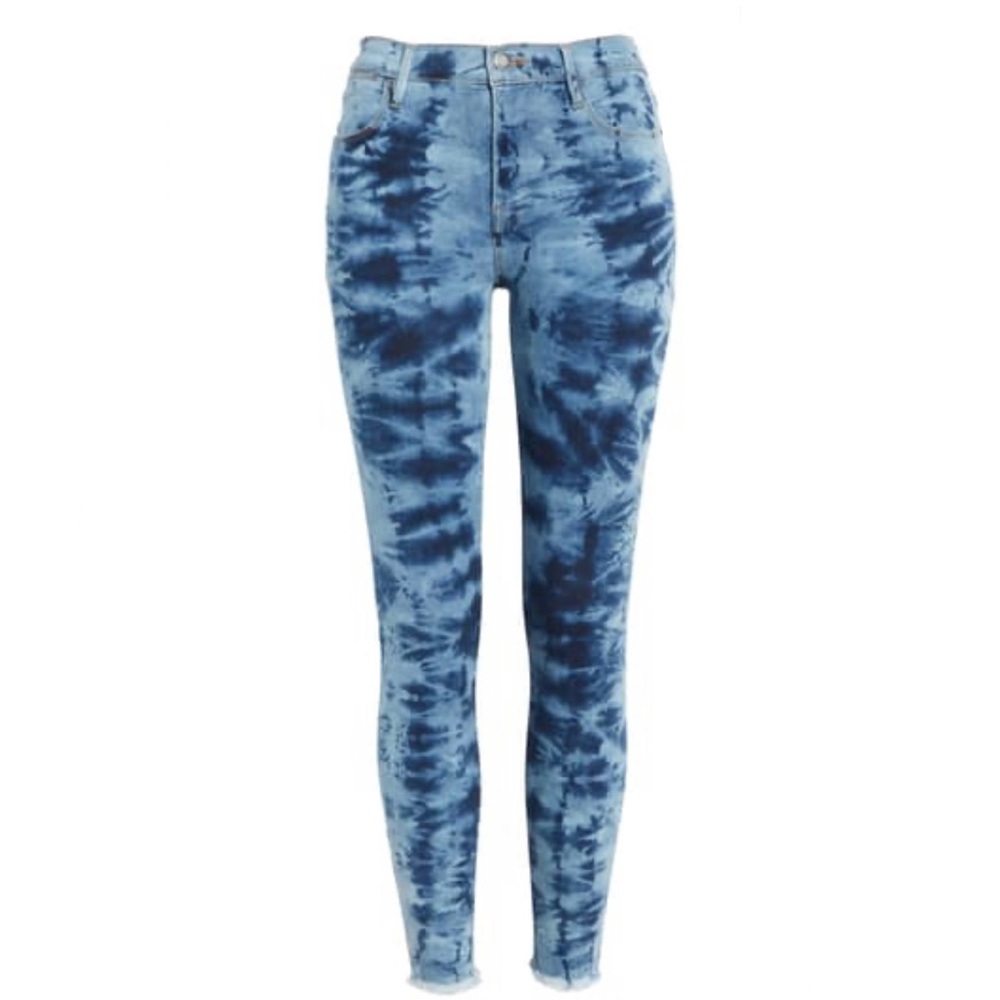 Frame Le High Rise Skinny Tie Dye Raw Edge Jean 26